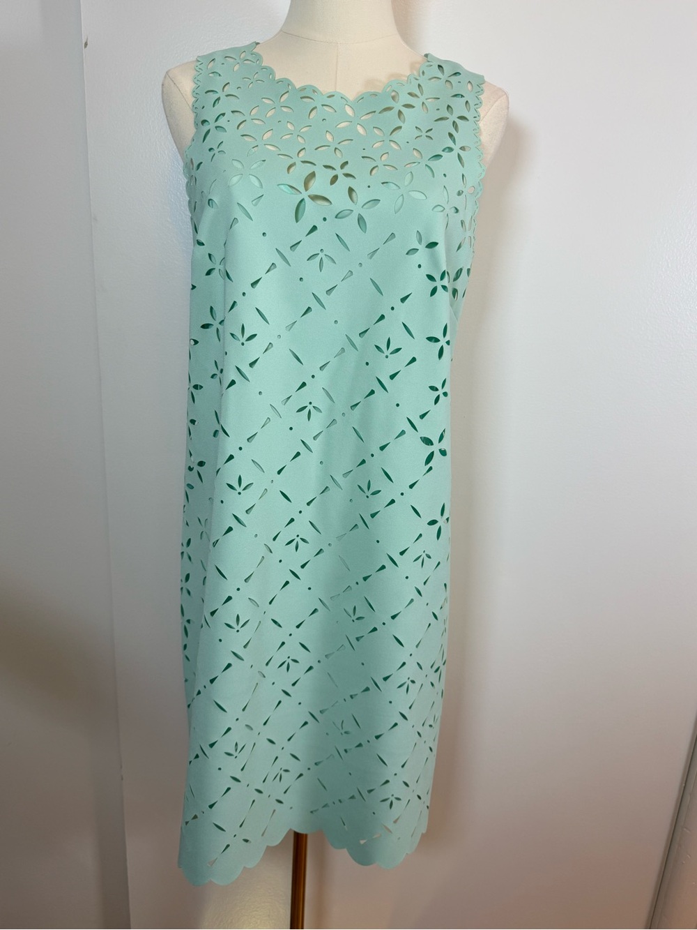 J. Crew Mint Green Laser-Cut Shift Dress